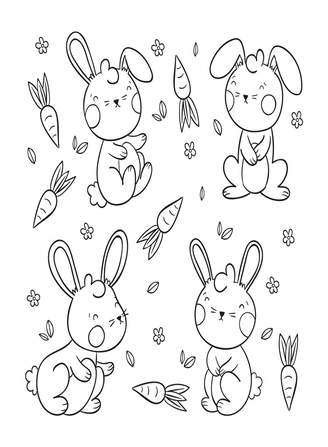 Schattige konijnenhoudingen van Rabbit