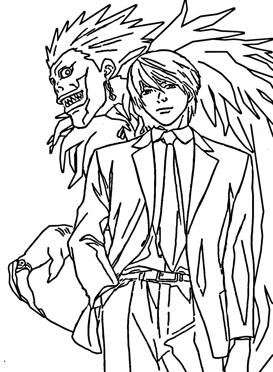 Death Note Yagami Light and Ryuk Coloring Page - Free Printable ...