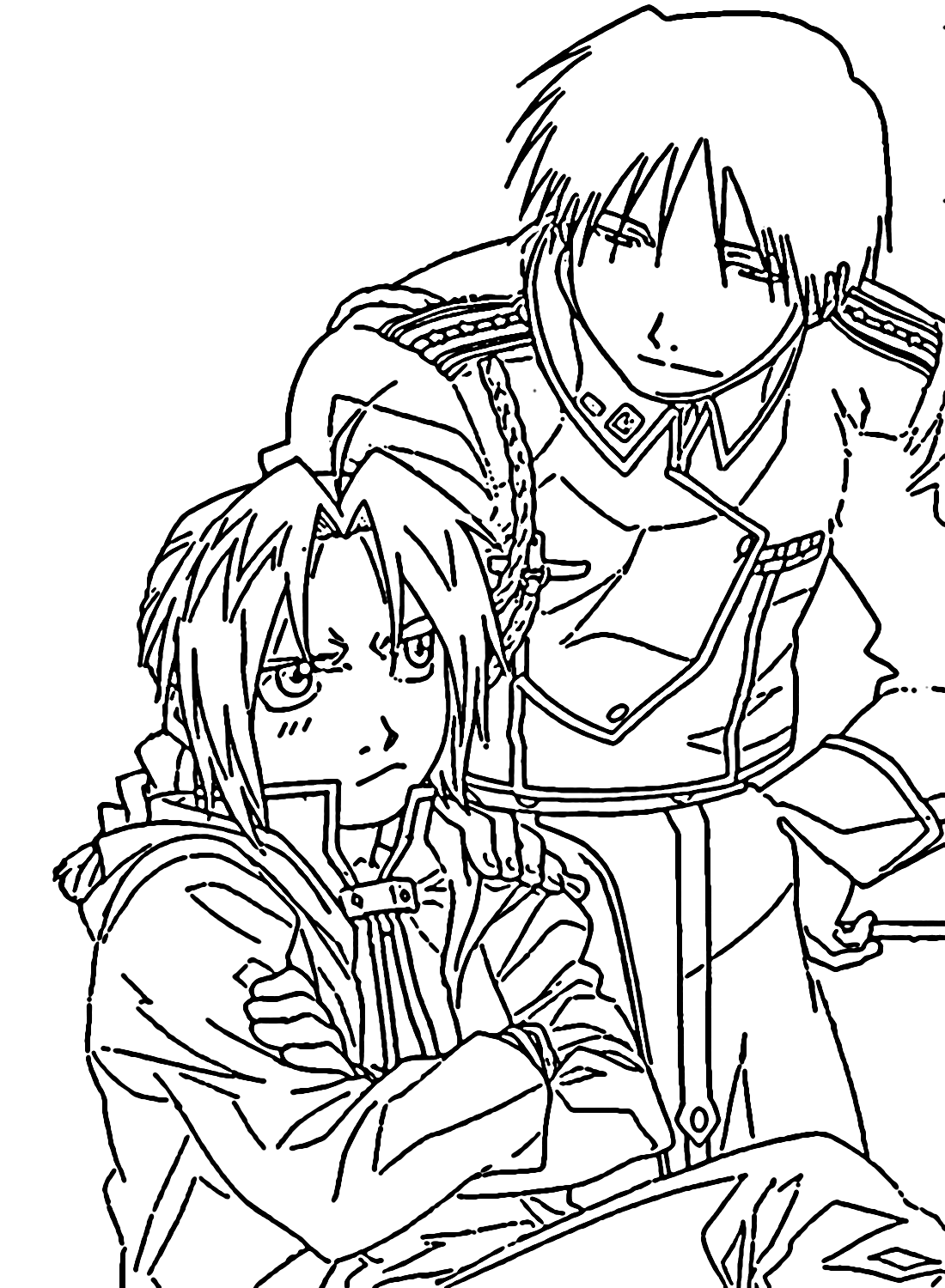 Coloriage Edward Elric et Roy Mustang