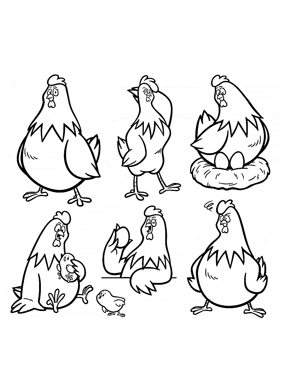 Emotion of Hen Coloring Page