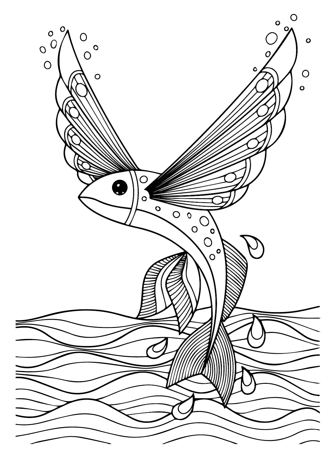 Doodle de poisson volant de Flying Fish