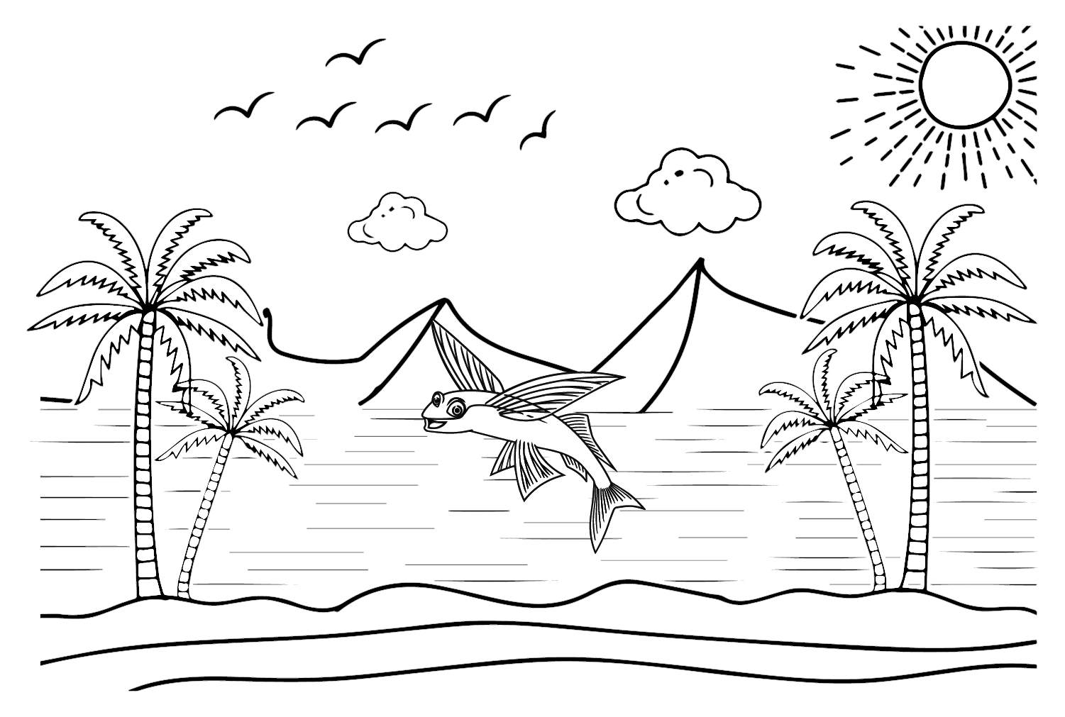 سمكة طائرة قابلة للطباعة مجانًا من Flying Fish