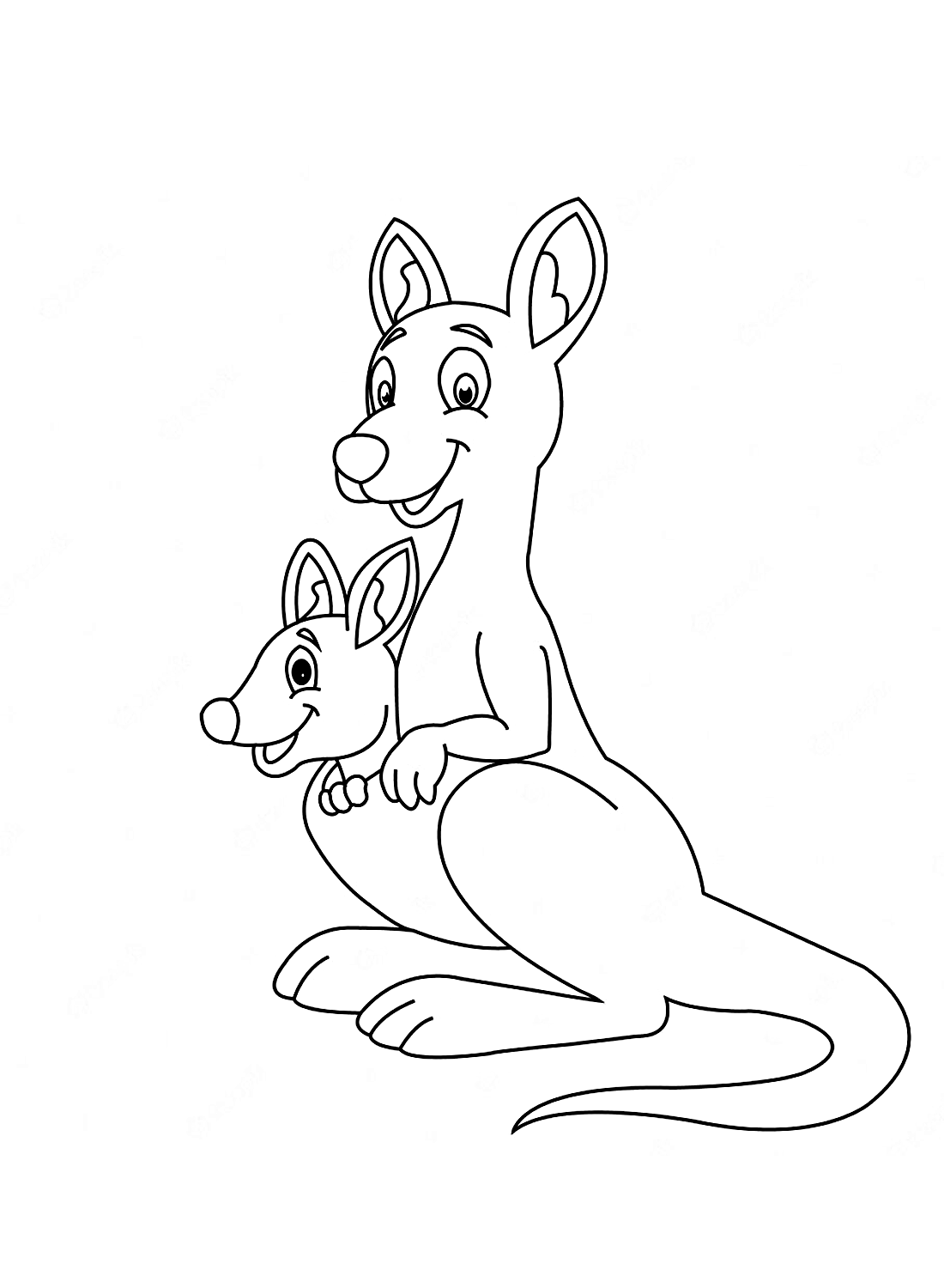 Funny Kangaroos Coloring Pages