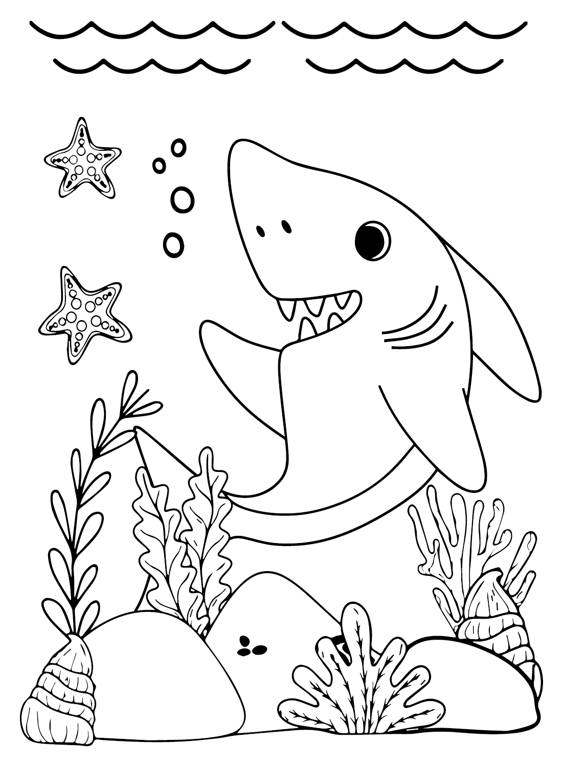Great White Shark to Color Coloring Pages