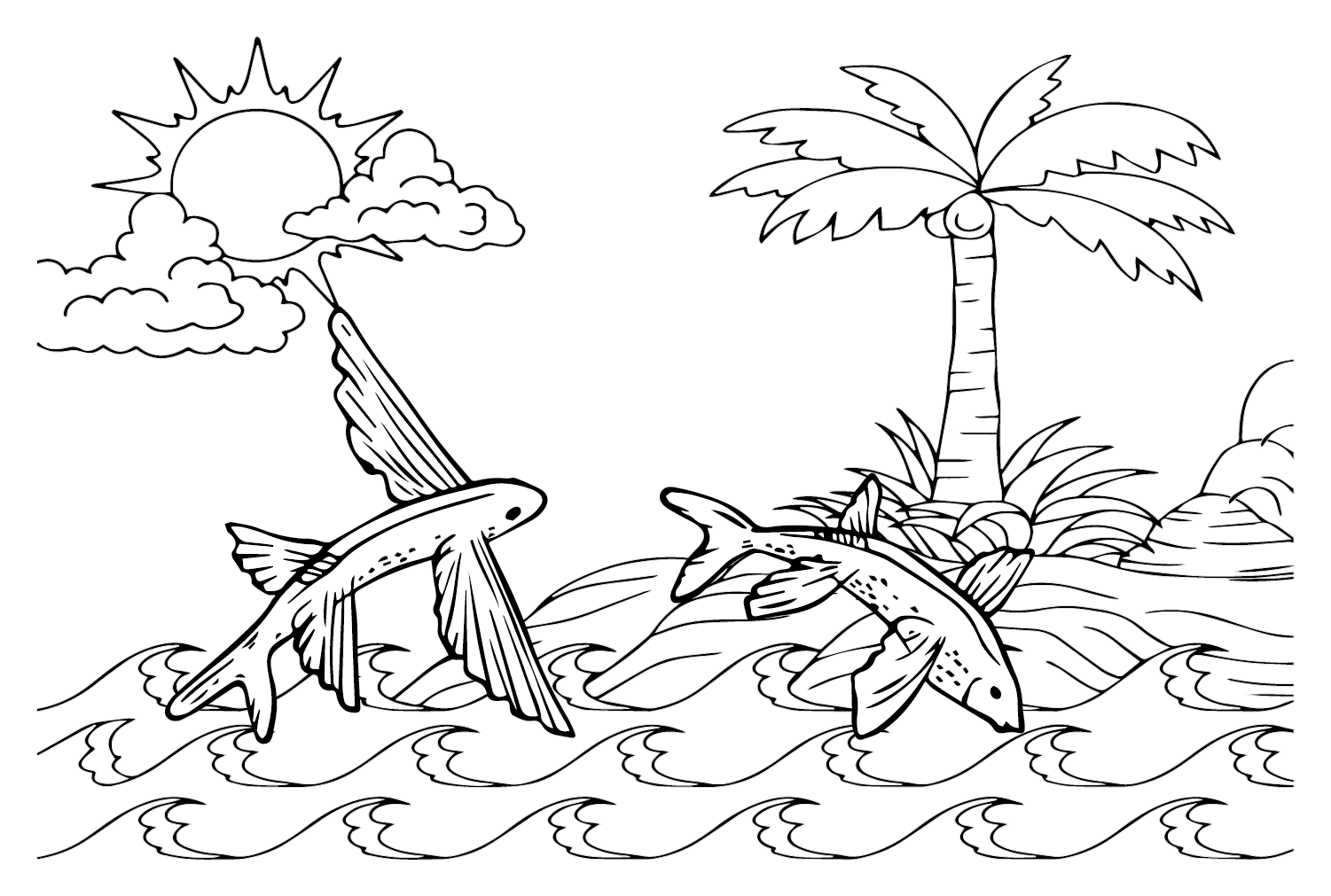 Pesci volanti disegnati a mano da Flying Fish