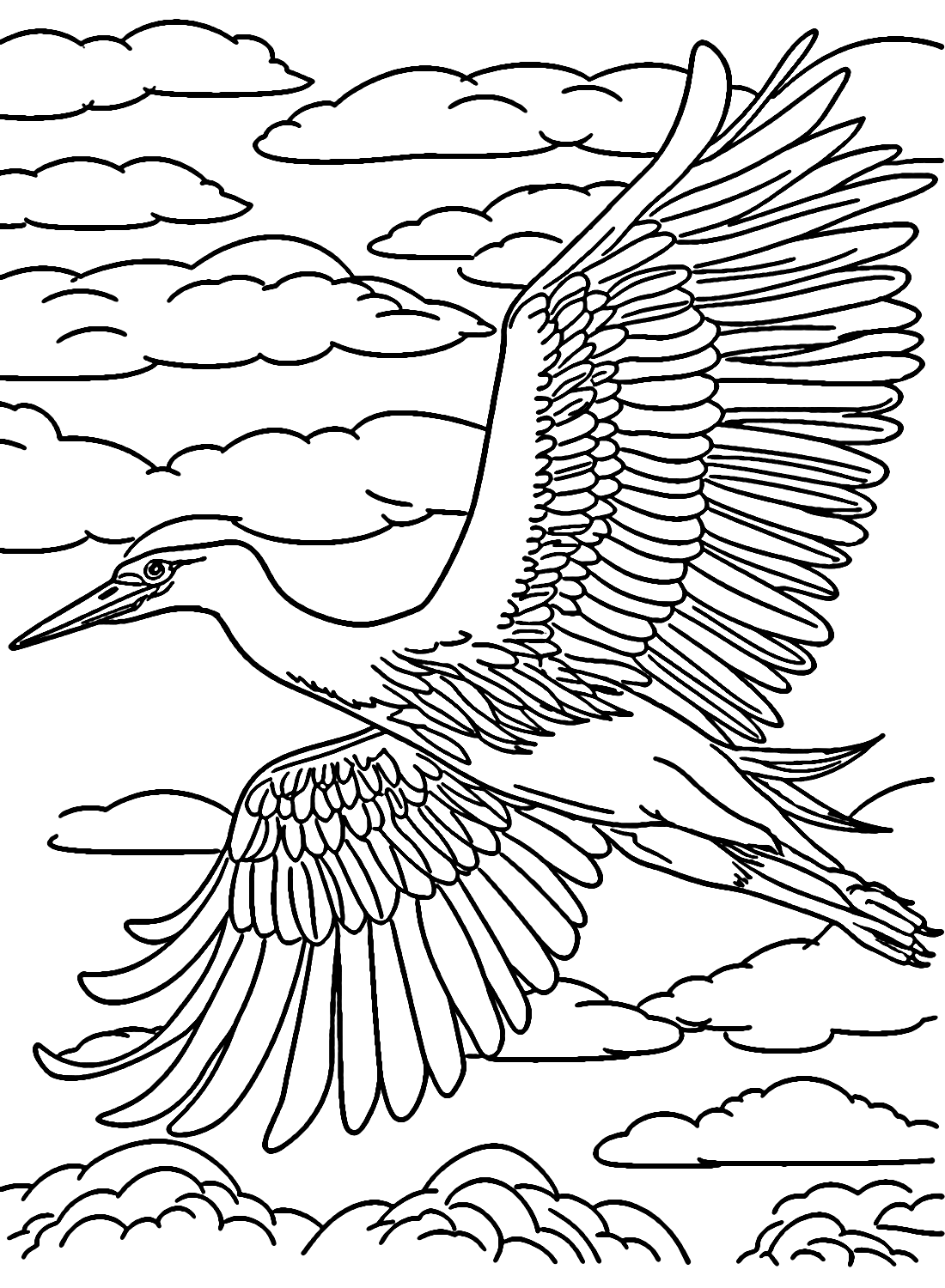 Heron breitet Flügel am Himmel aus von Heron