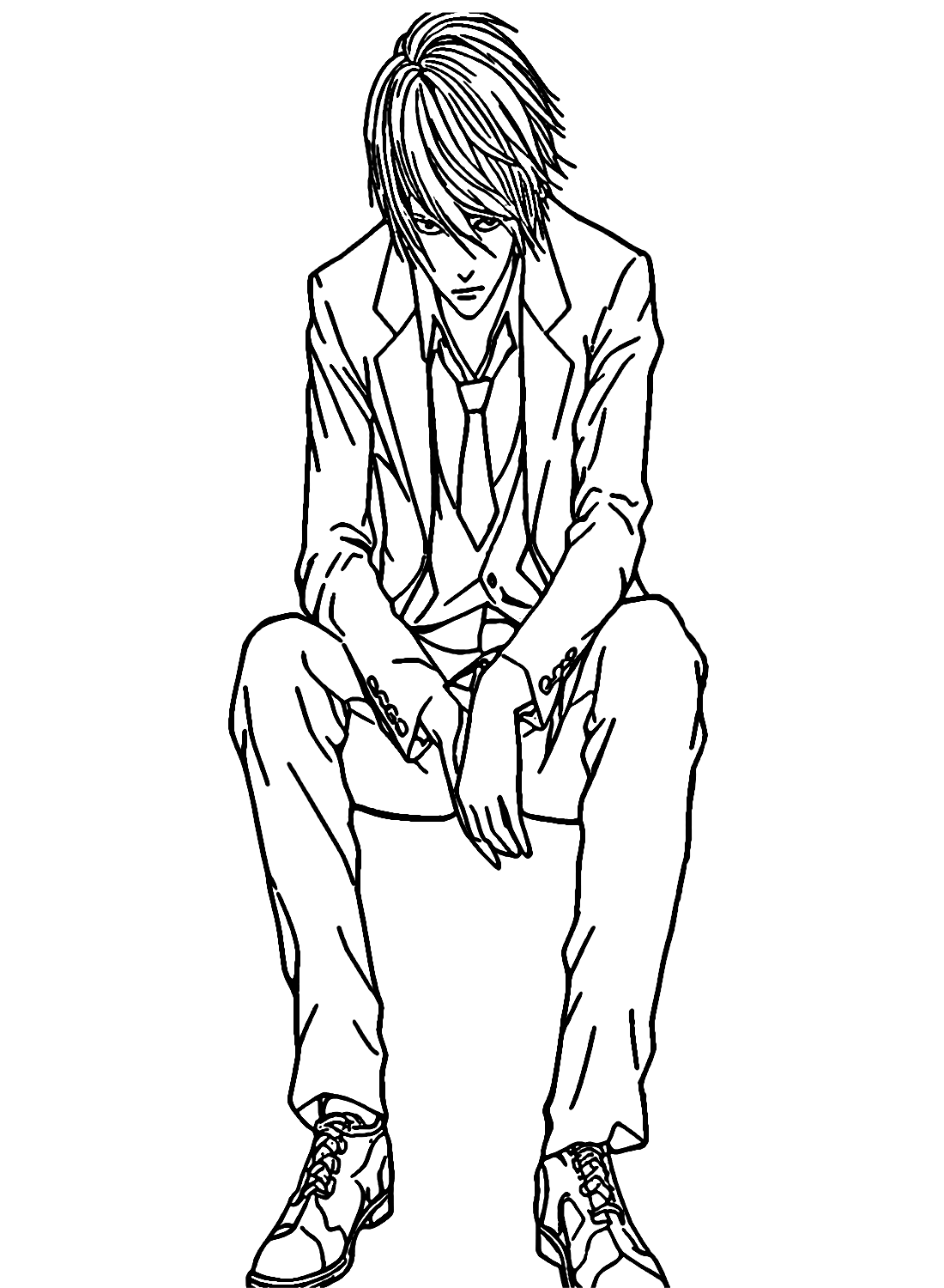Light Yagami Sitting Coloring Page