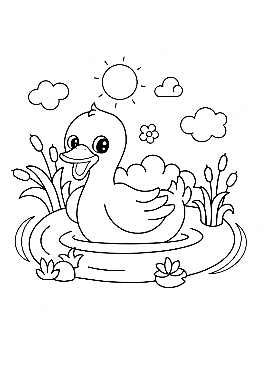 Little Adorable Duckling Coloring Page