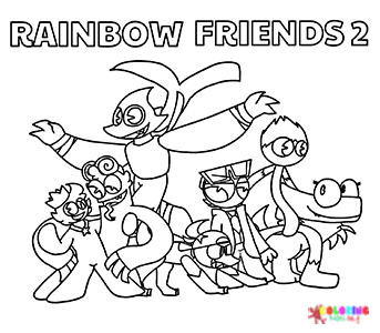 Desenhos para colorir de Rainbow Friends 2 amarelo e ciano - Desenhos para  colorir gratuitos para impressão