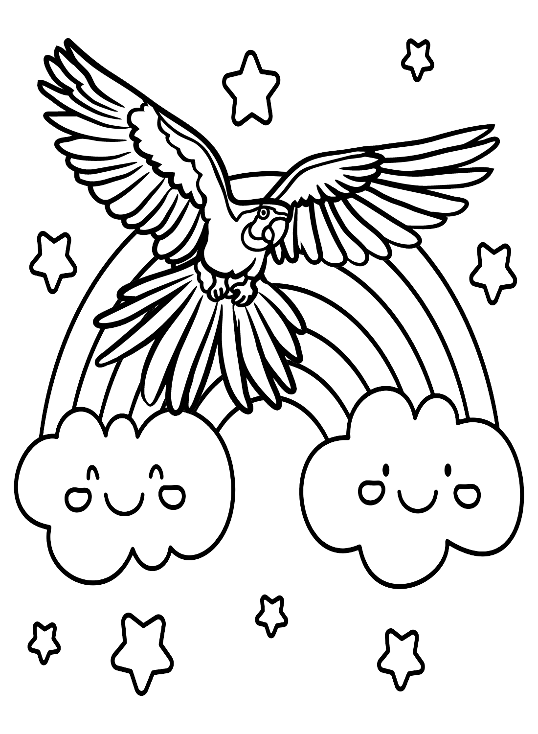 Ara avec arc-en-ciel et étoiles de Macaw