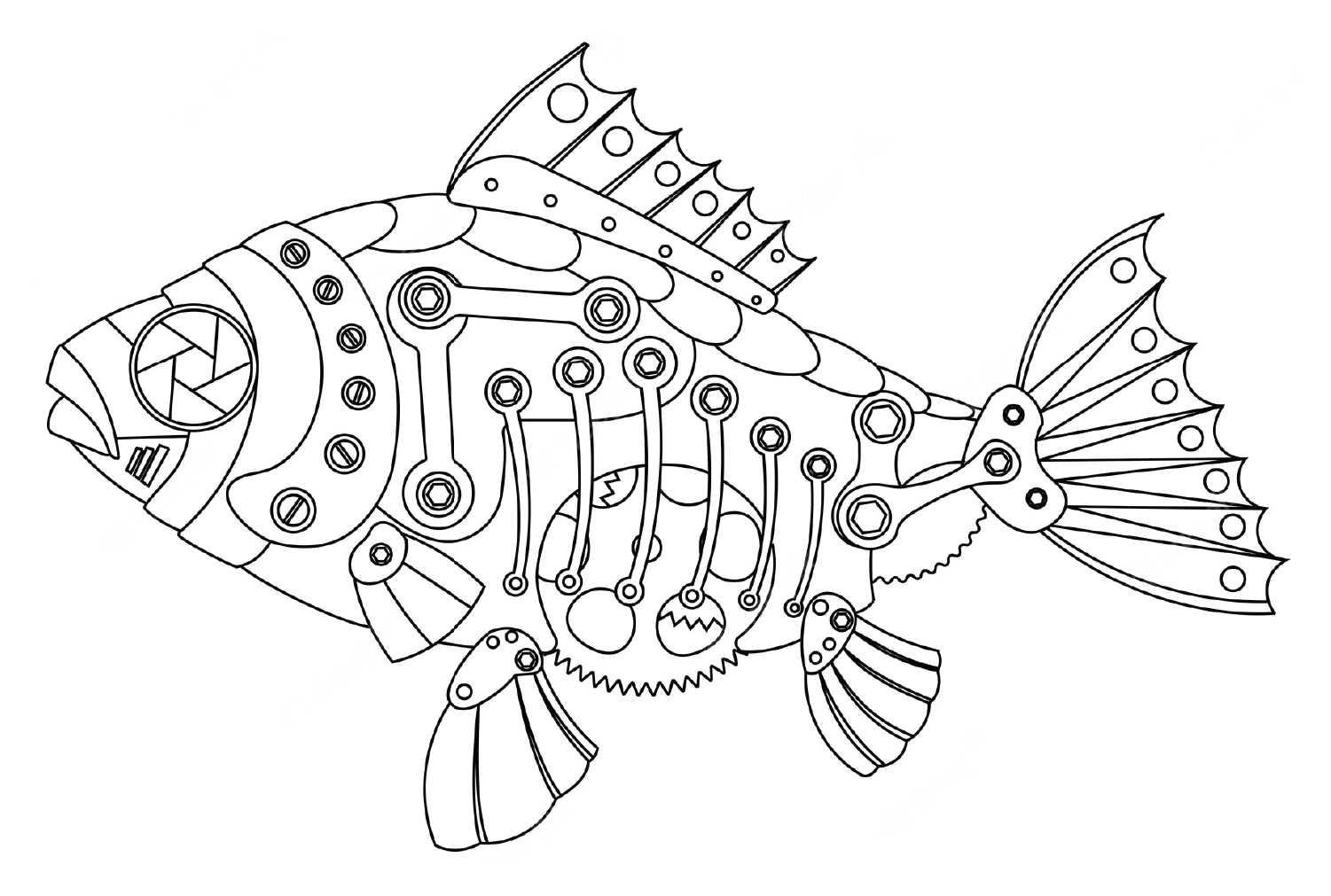 Machine Sea Bass Coloring Page