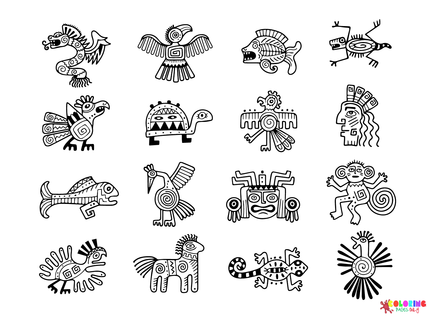 Civilisation Maya à colorier de la civilisation Maya