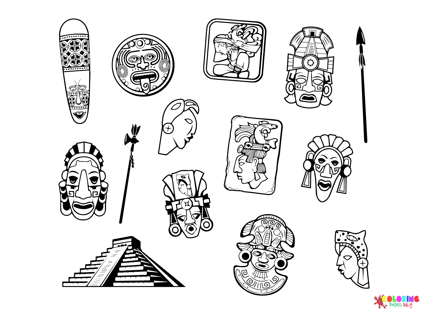 Civiltà Maya da stampare pagina da colorare