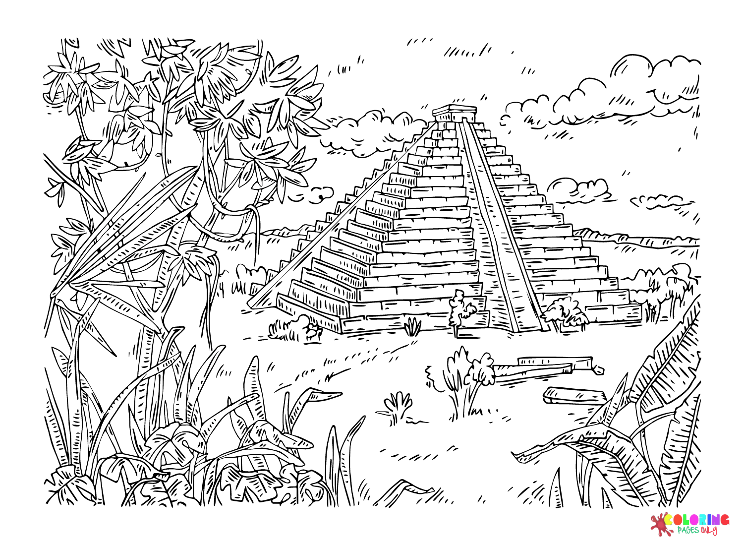 Malvorlage Maya-Zivilisation-Religion