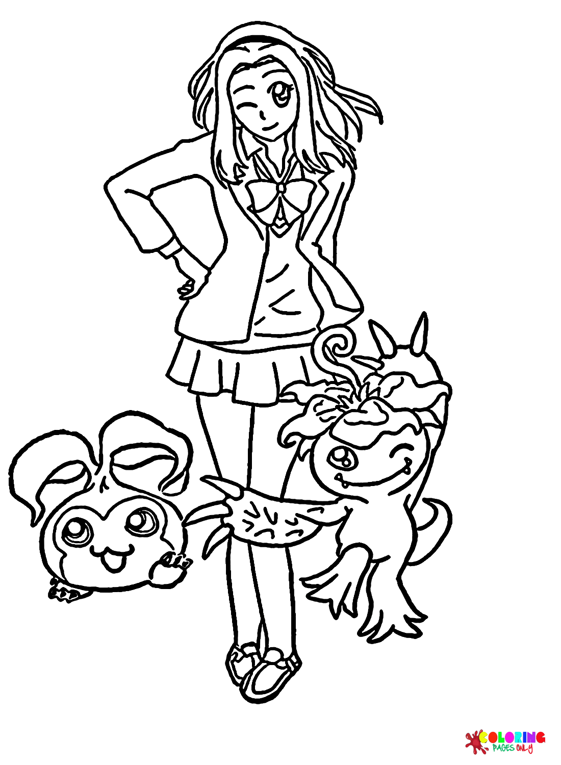 Mimi with Palmon Coloring Page