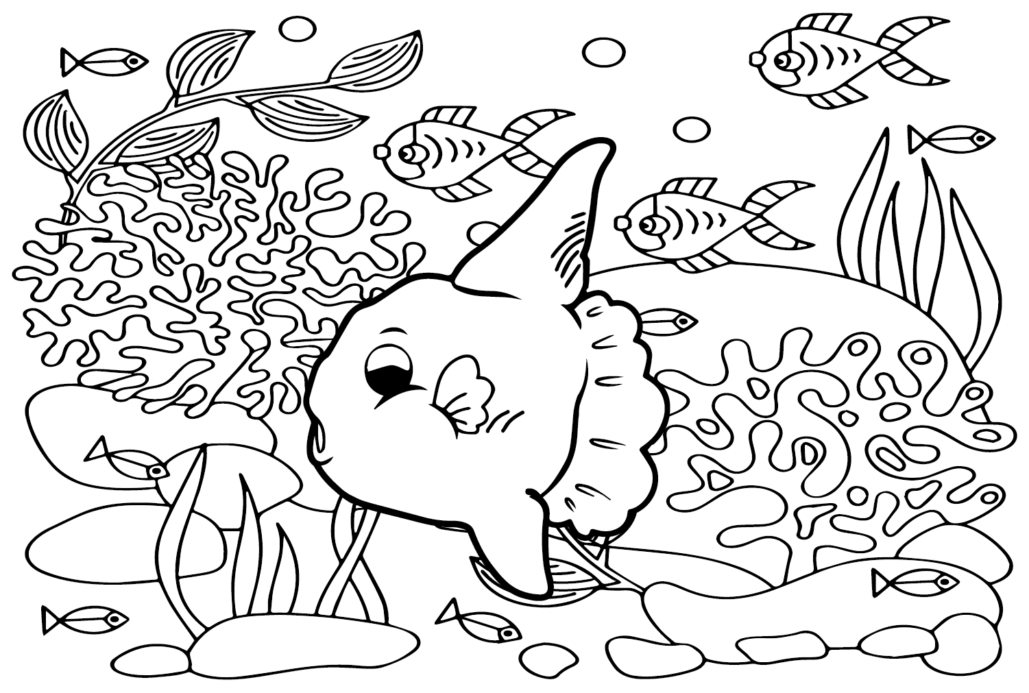 Ocean Sunfish Predators Coloring Page - Free Printable Coloring Pages