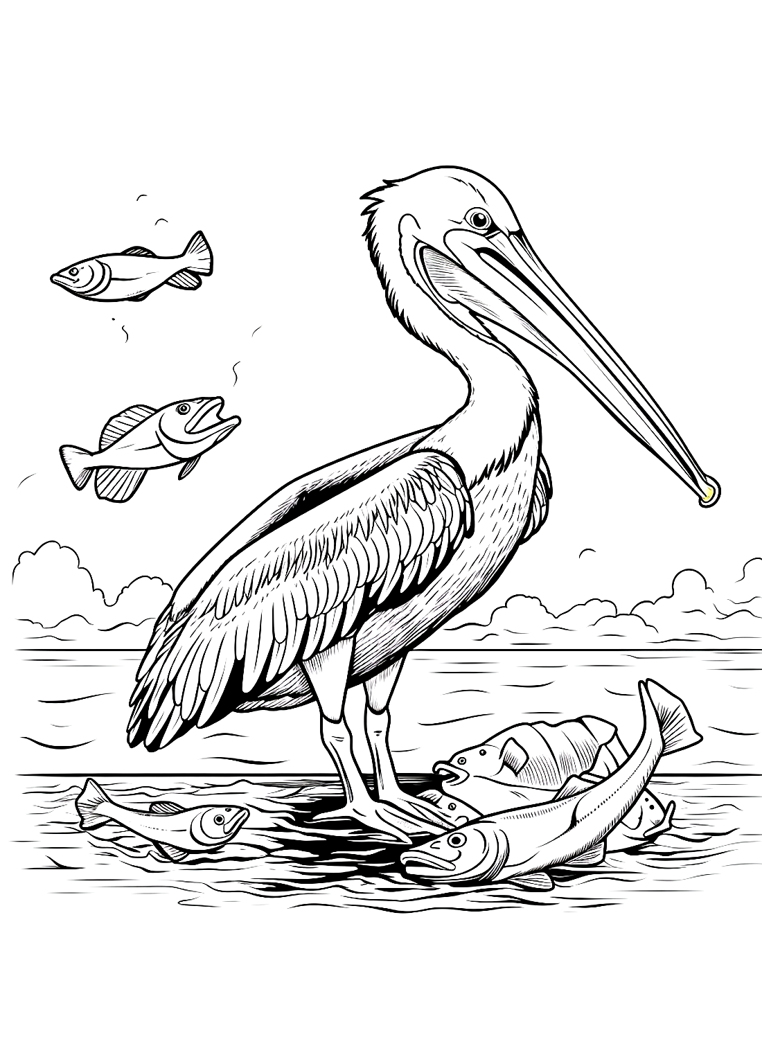 Pelikan und Fische von Pelikan