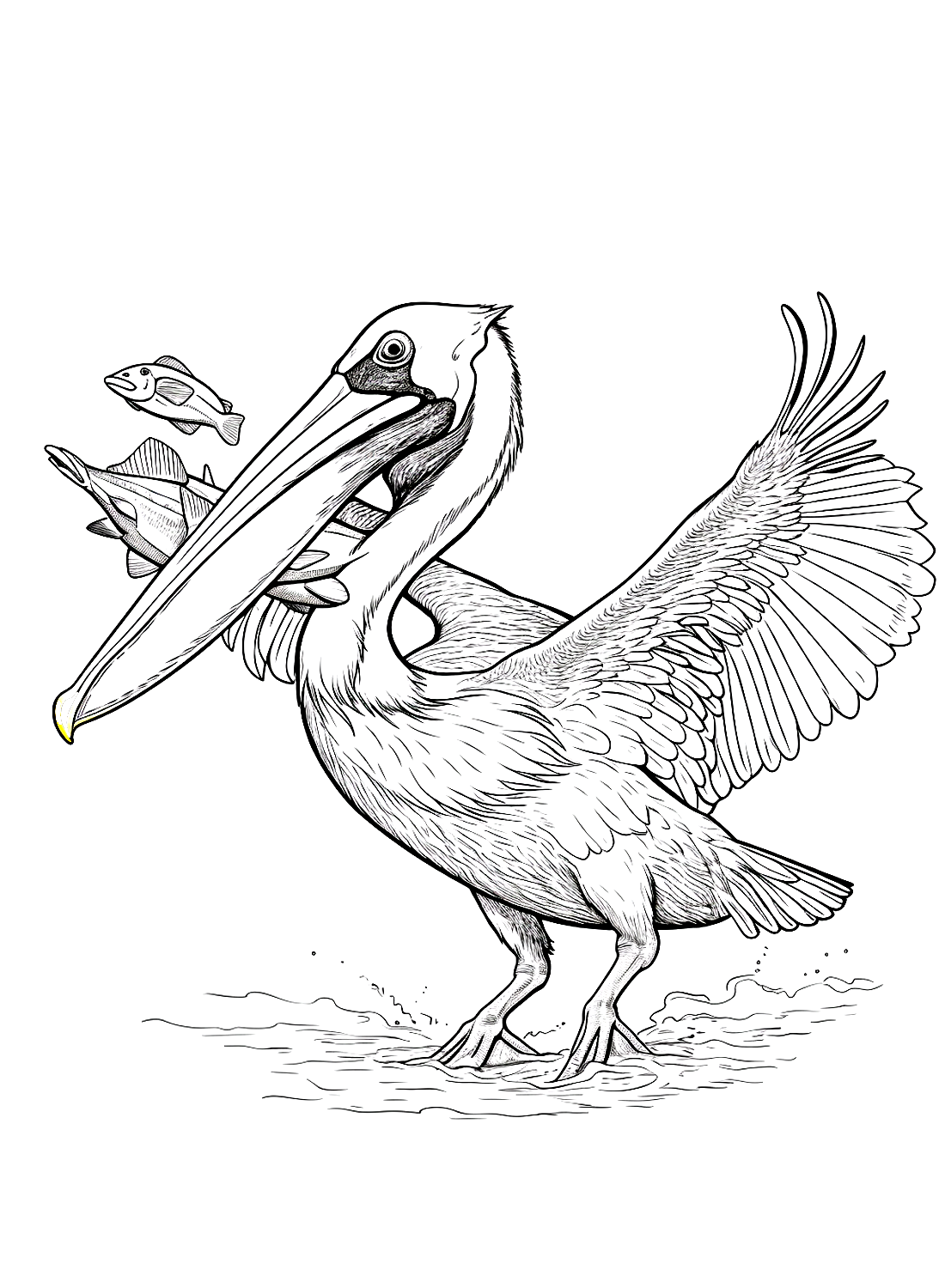 Pelican eats fishes from Pelican