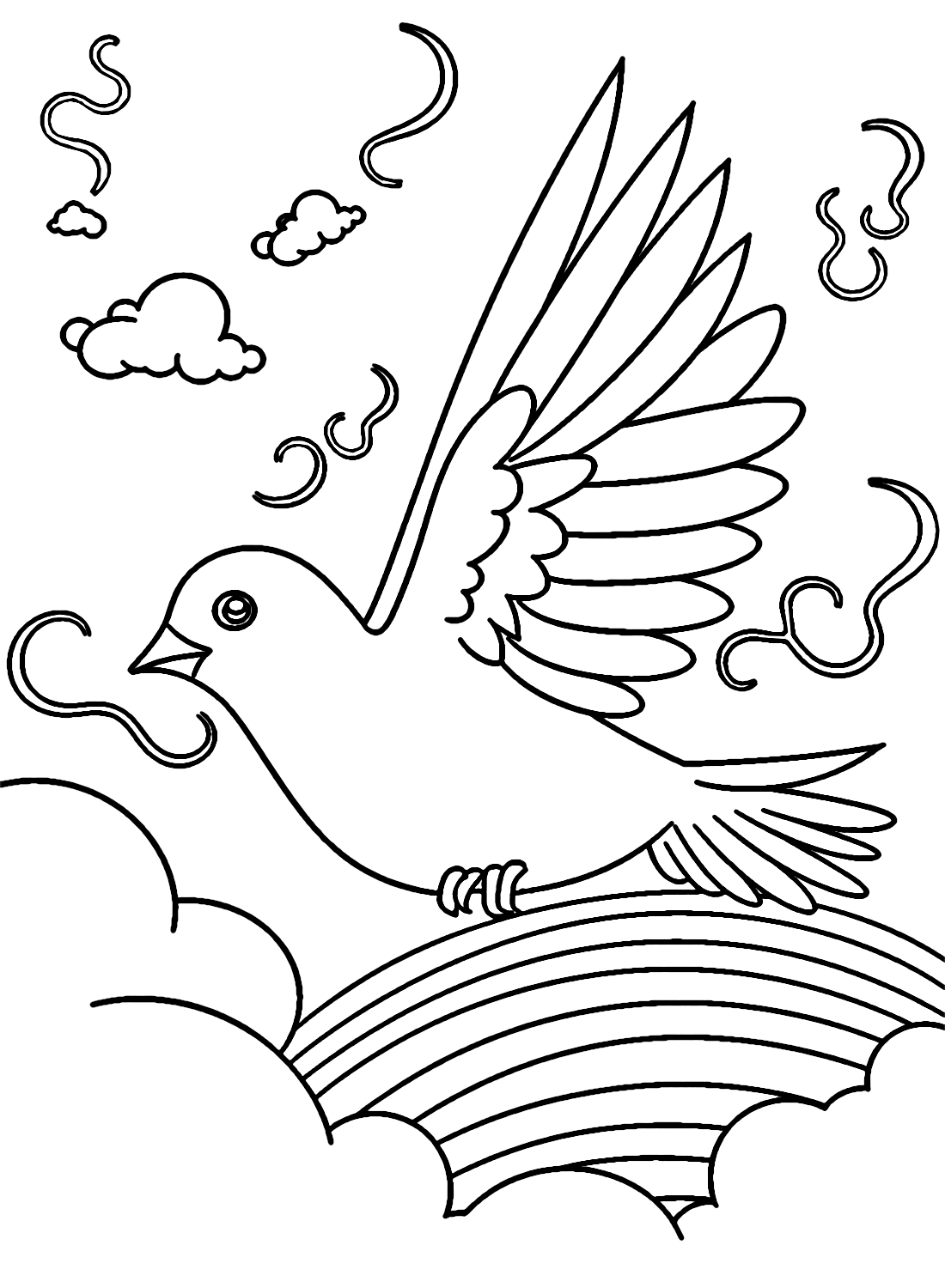 Taube fliegt über Regenbogen von Pigeon