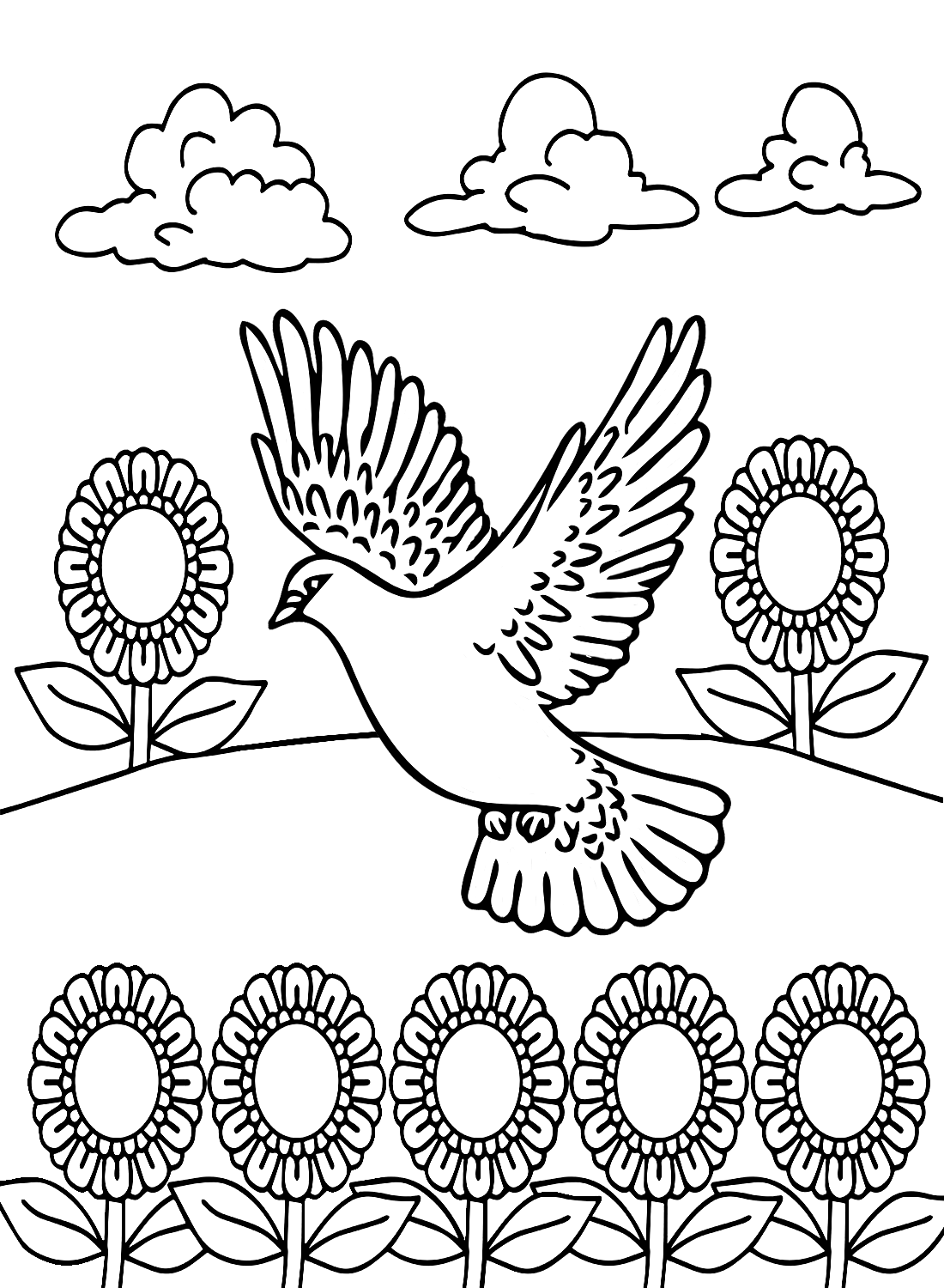 Taube mit Sonnenblumen von Pigeon