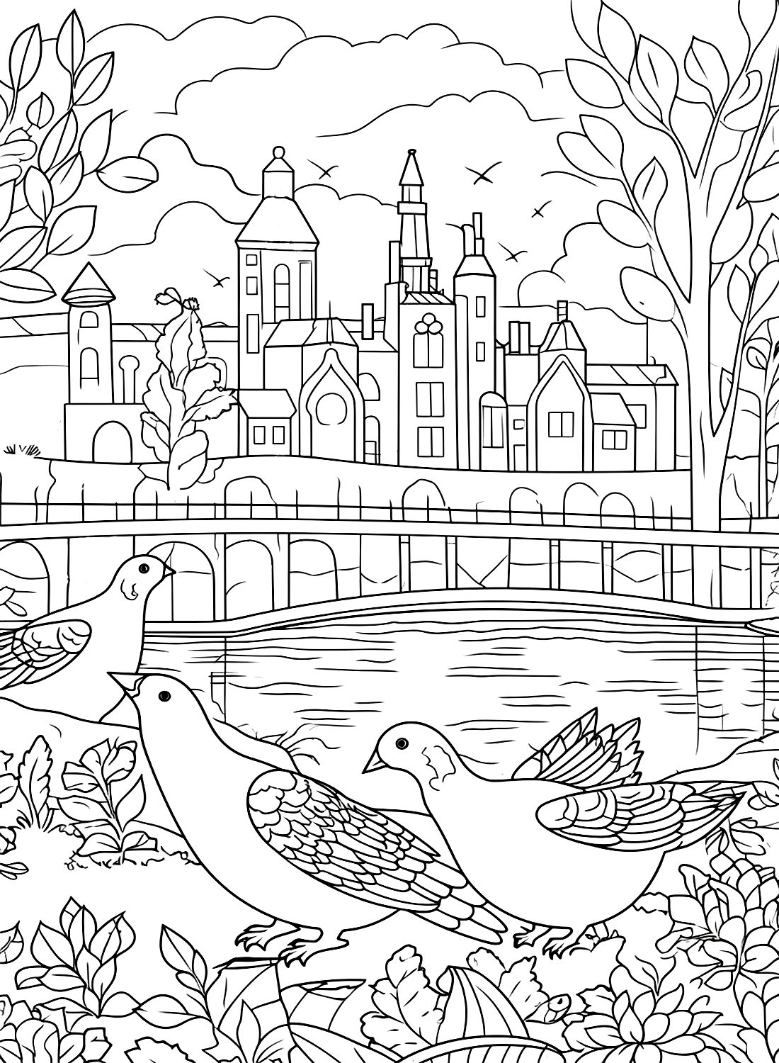 Pigeons dans un parc municipal de Pigeon