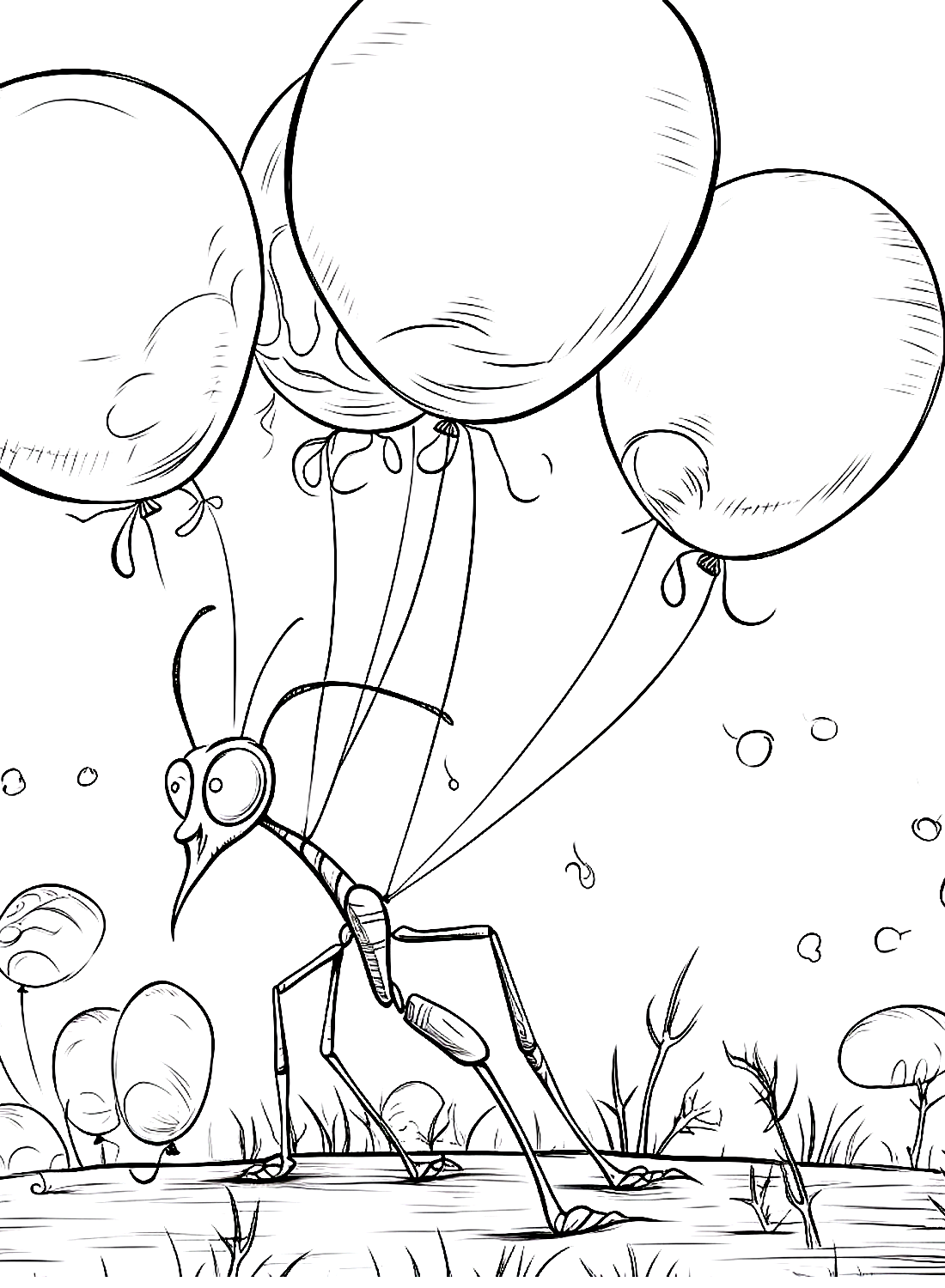 Bidsprinkhanen en ballonnen van Bidsprinkhanen