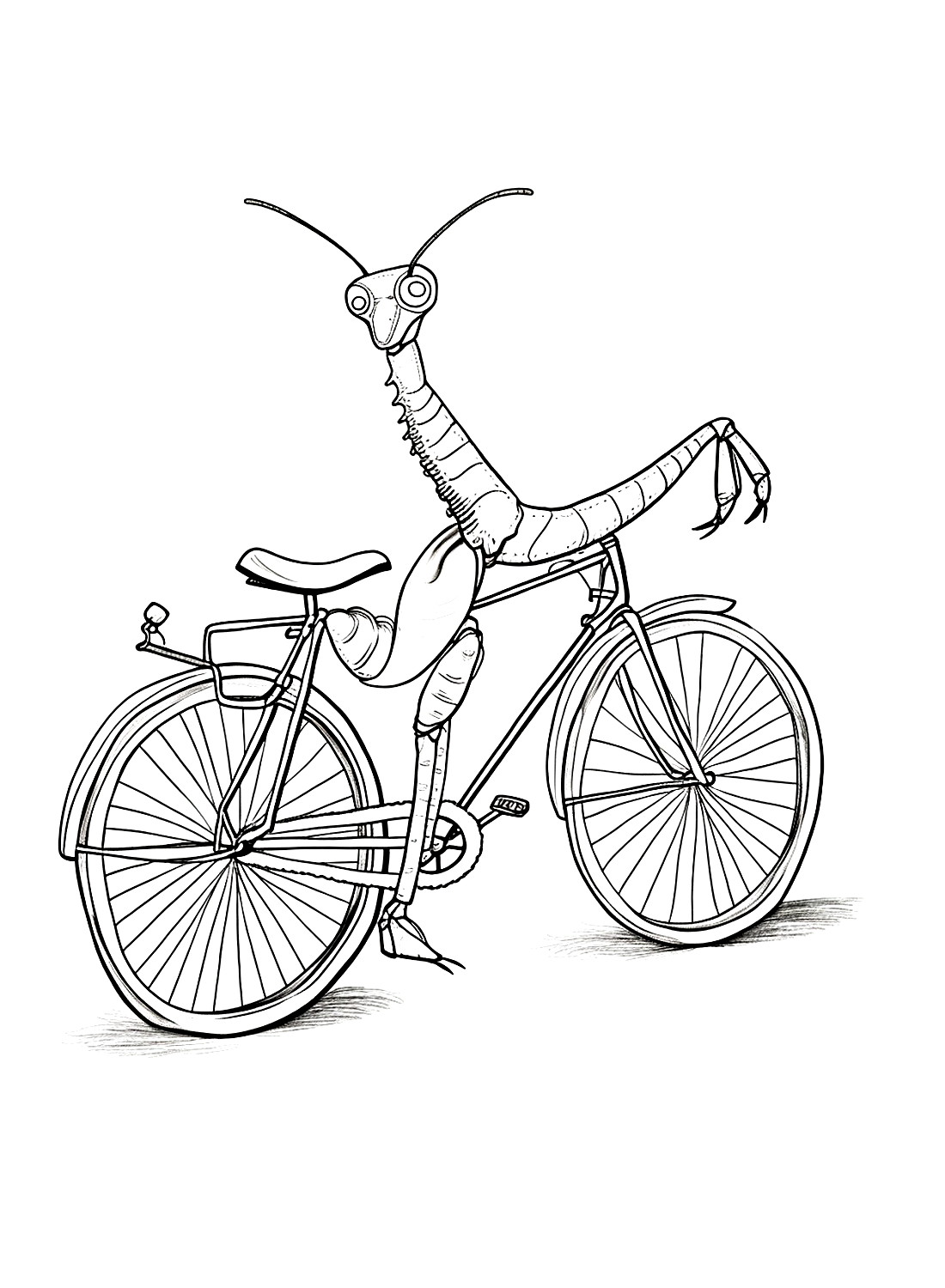 Bidsprinkhaan met fiets van Bidsprinkhaan