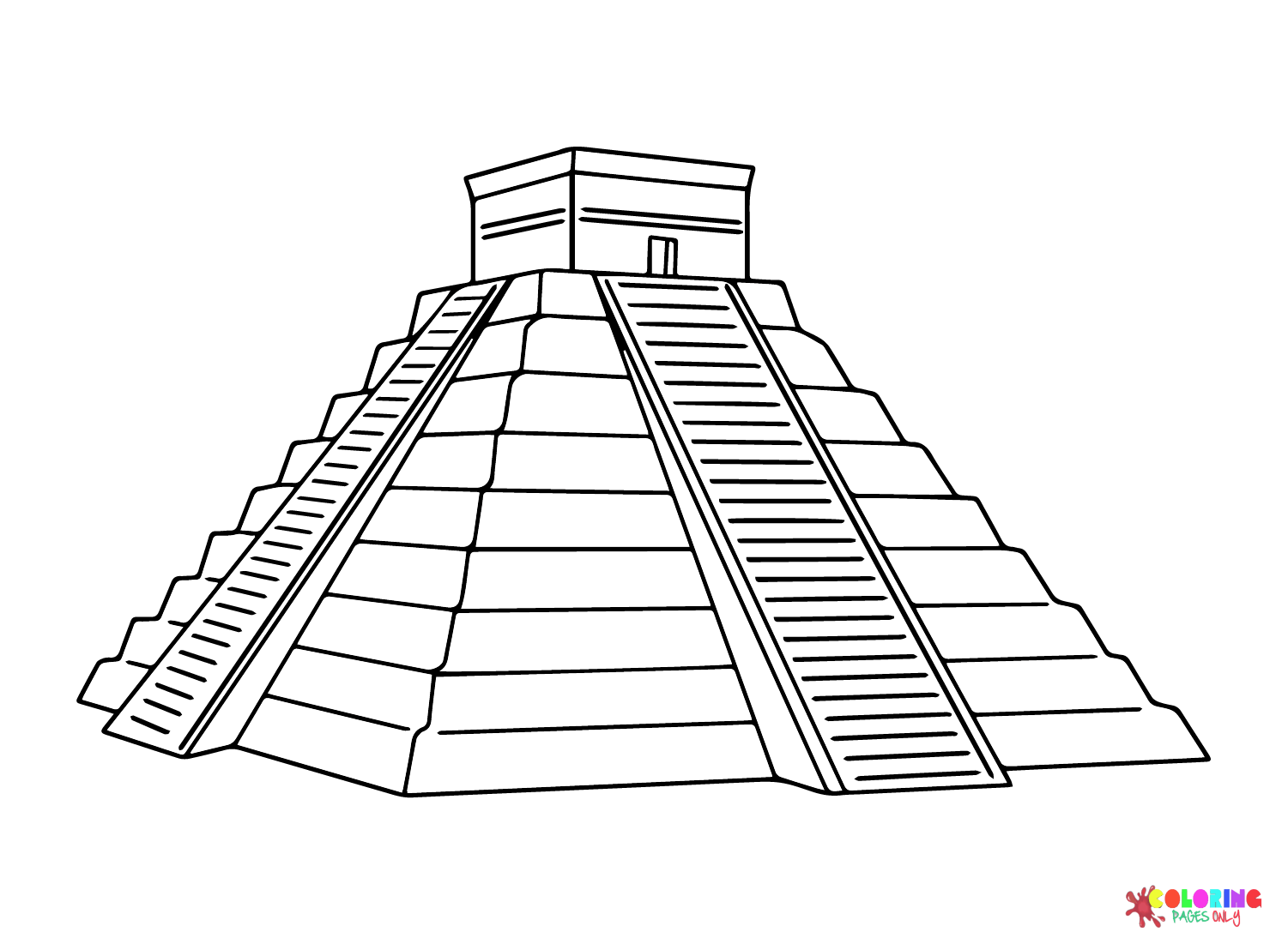 Malvorlage „Pyramide der Sonne“.