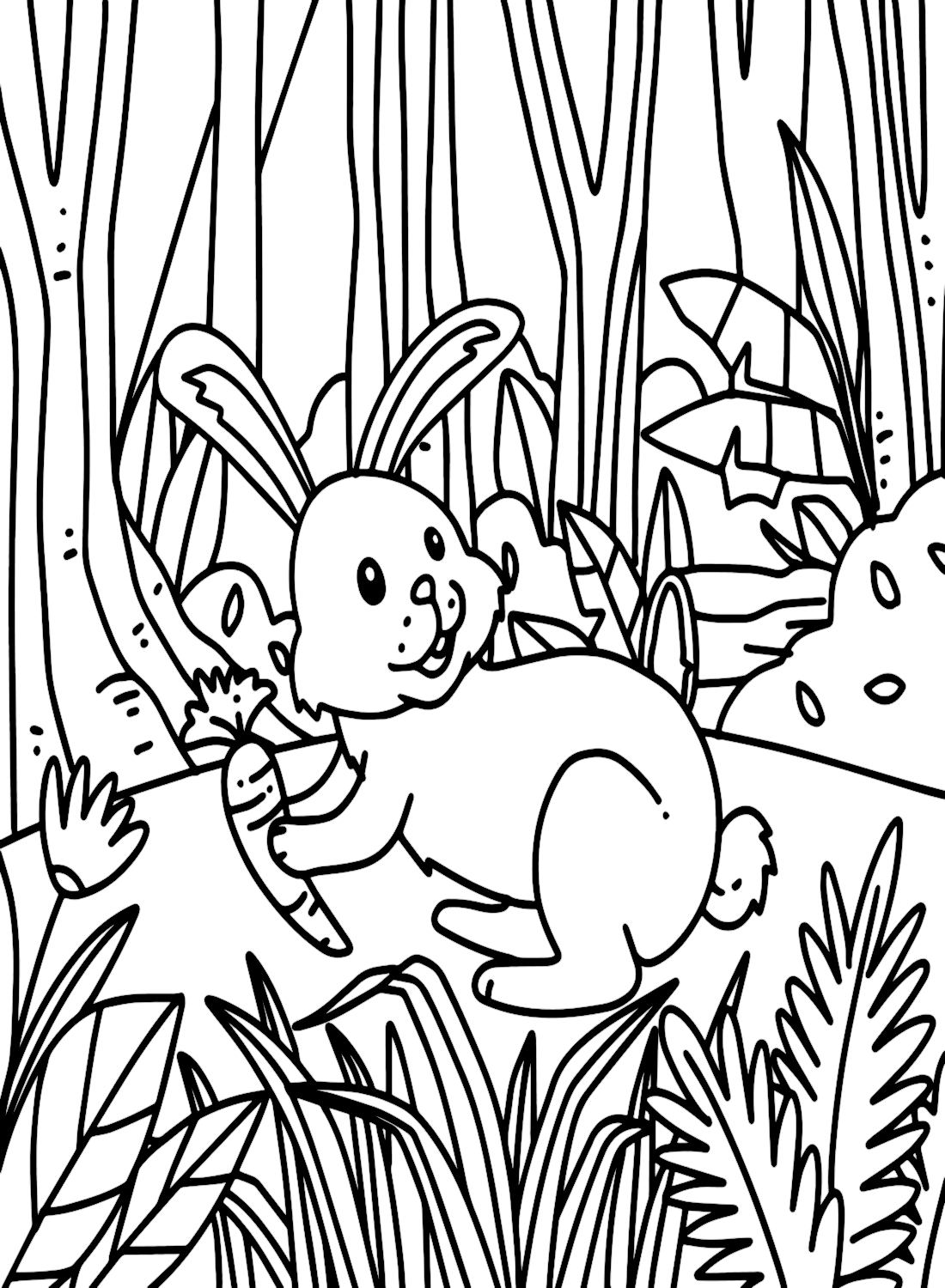 Rabbit Holding A Carrot Coloring Page - Free Printable Coloring Pages