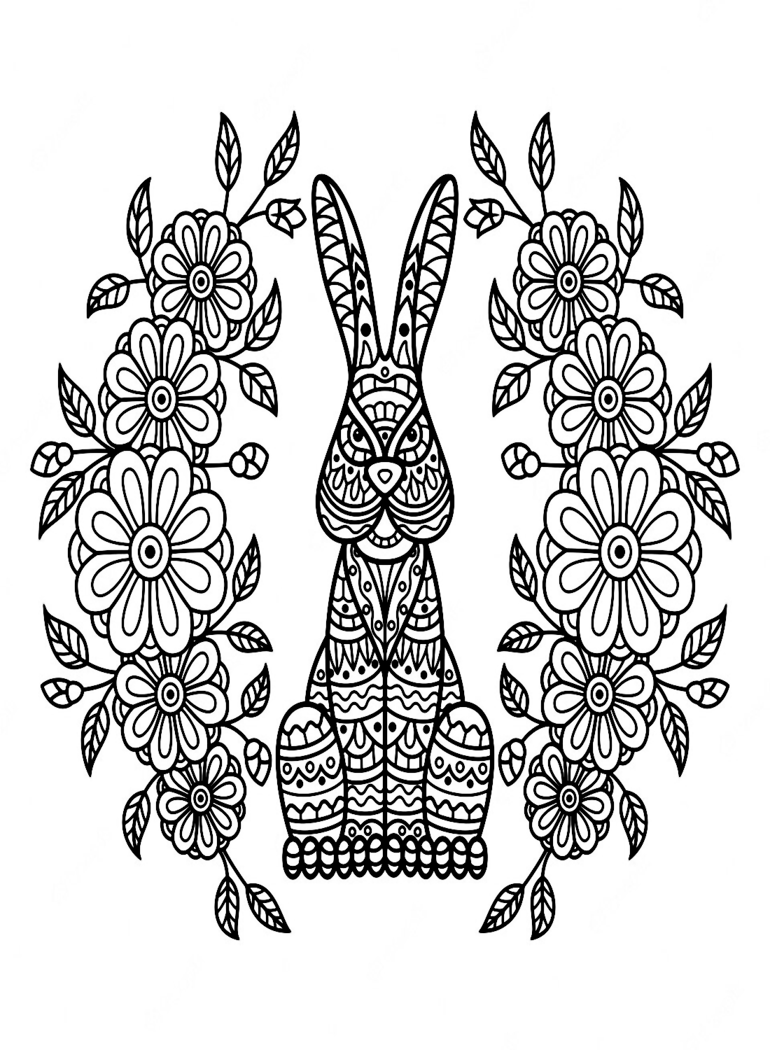 Rabbit In Zentangle Style from Rabbit