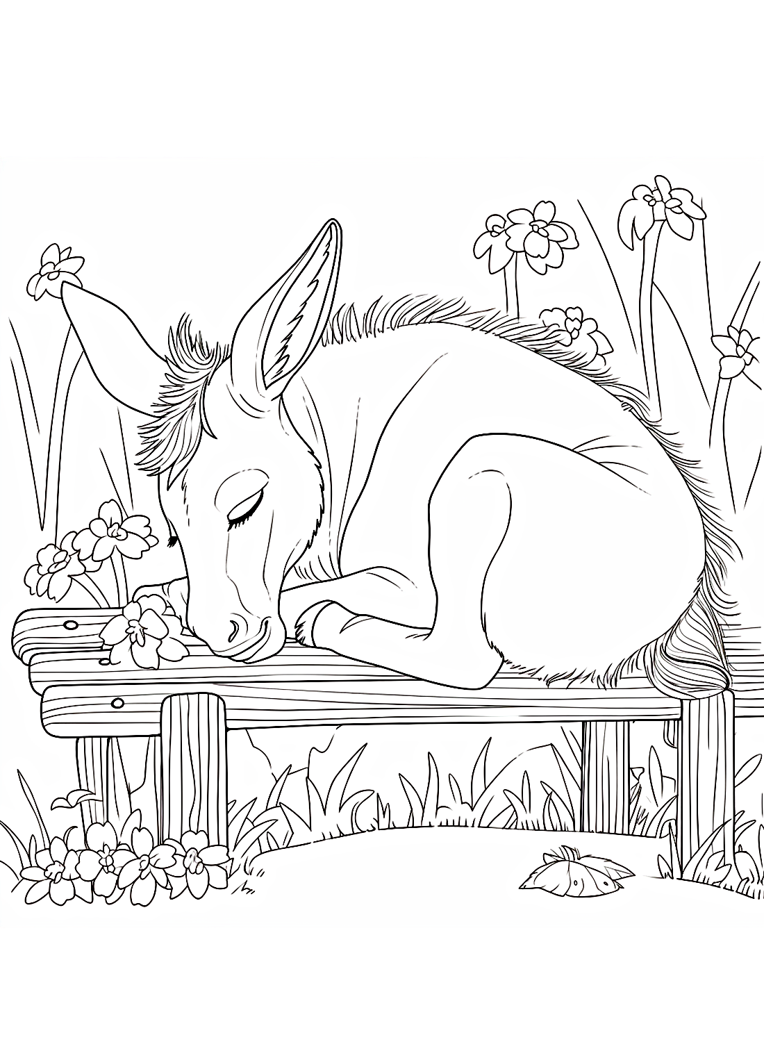 Sleeping Donkey Coloring Pages