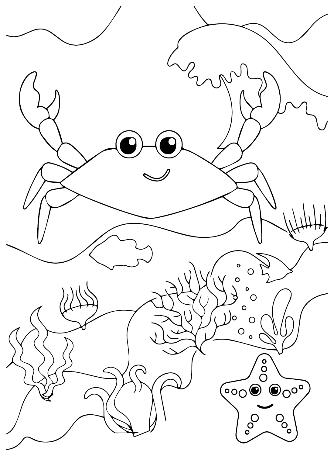 Estrella de mar y cangrejo de Starfish