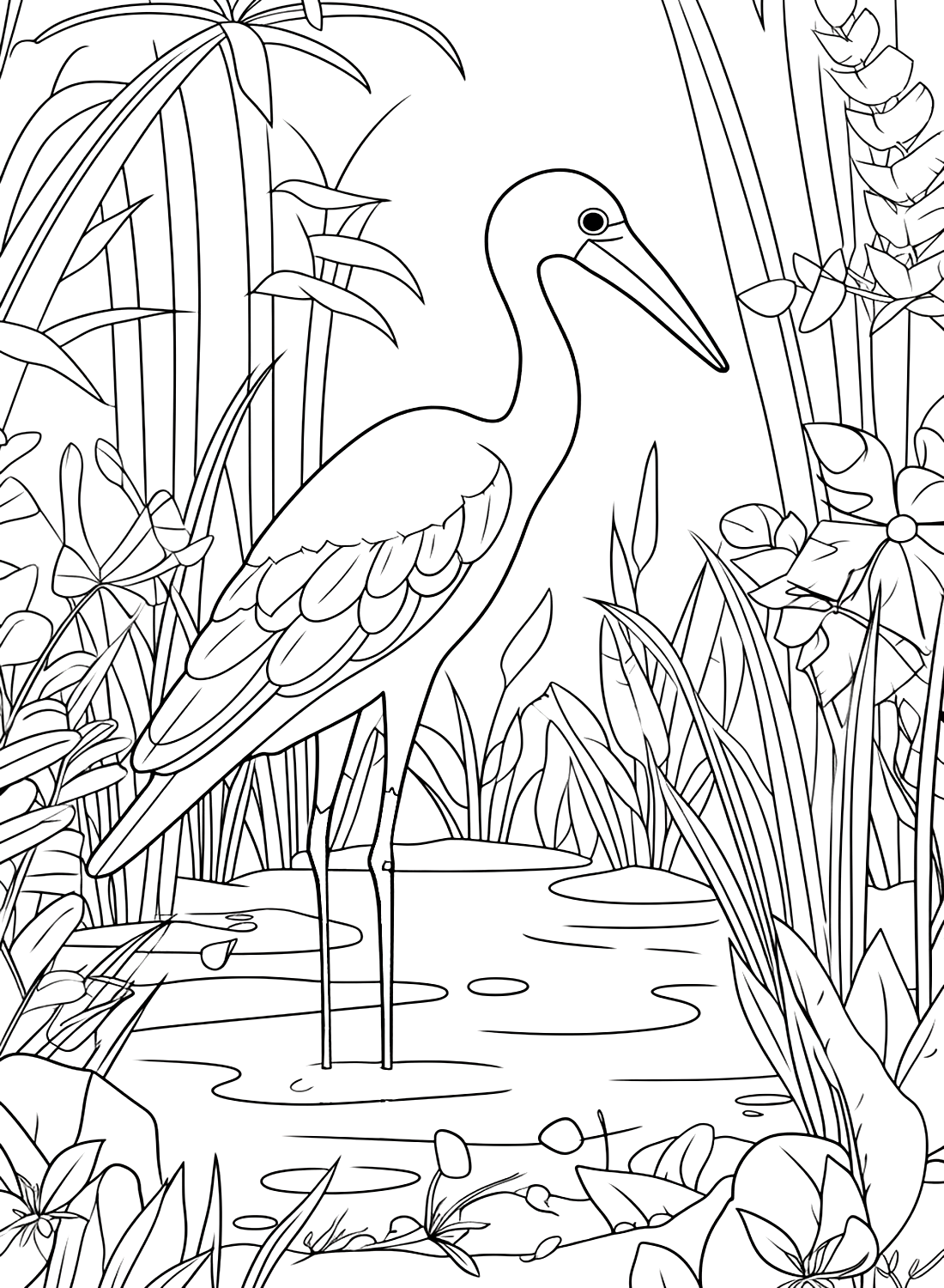 Storch im Sumpf von Stork