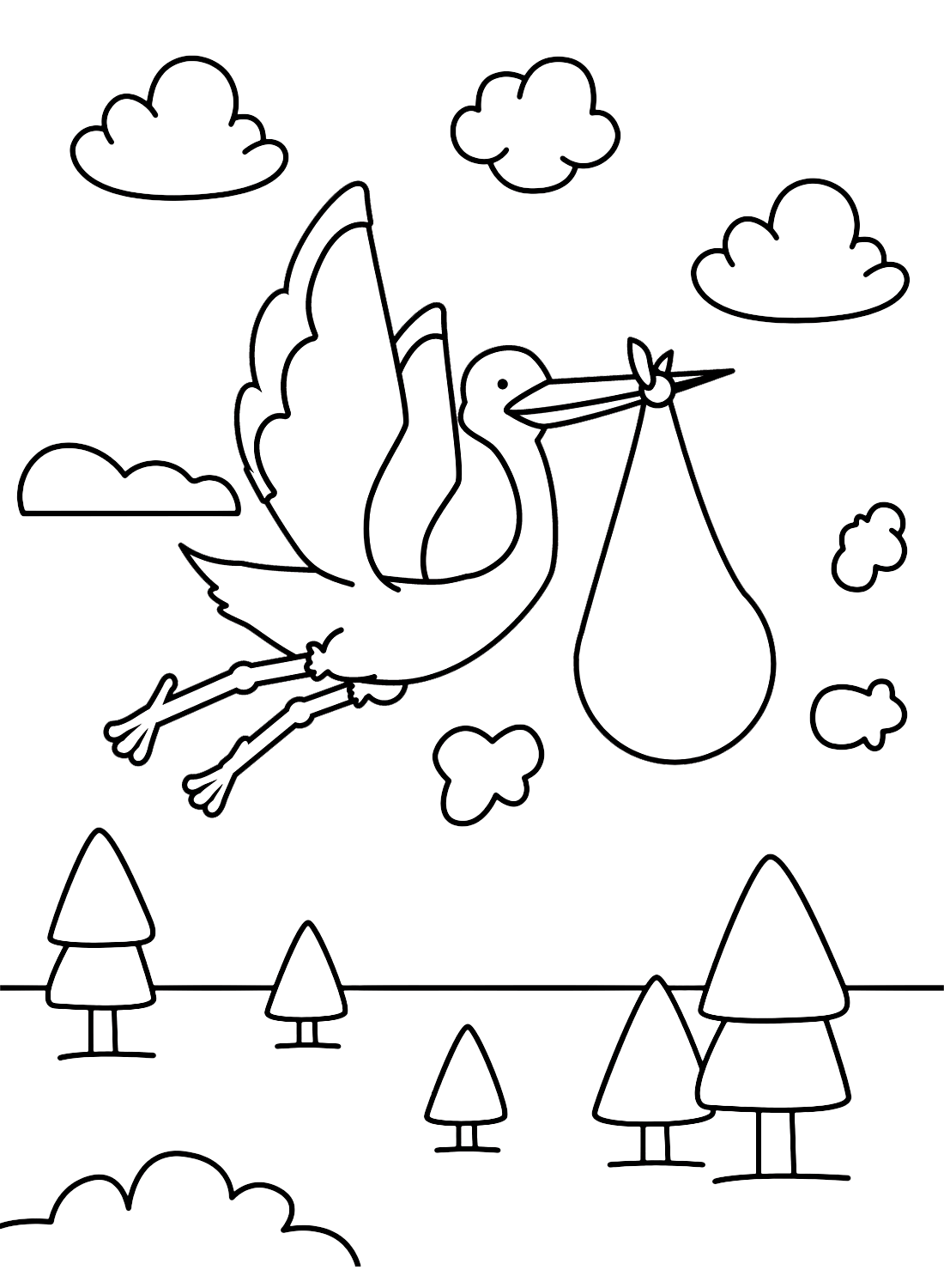 Storch mit Stoffbeutel von Stork