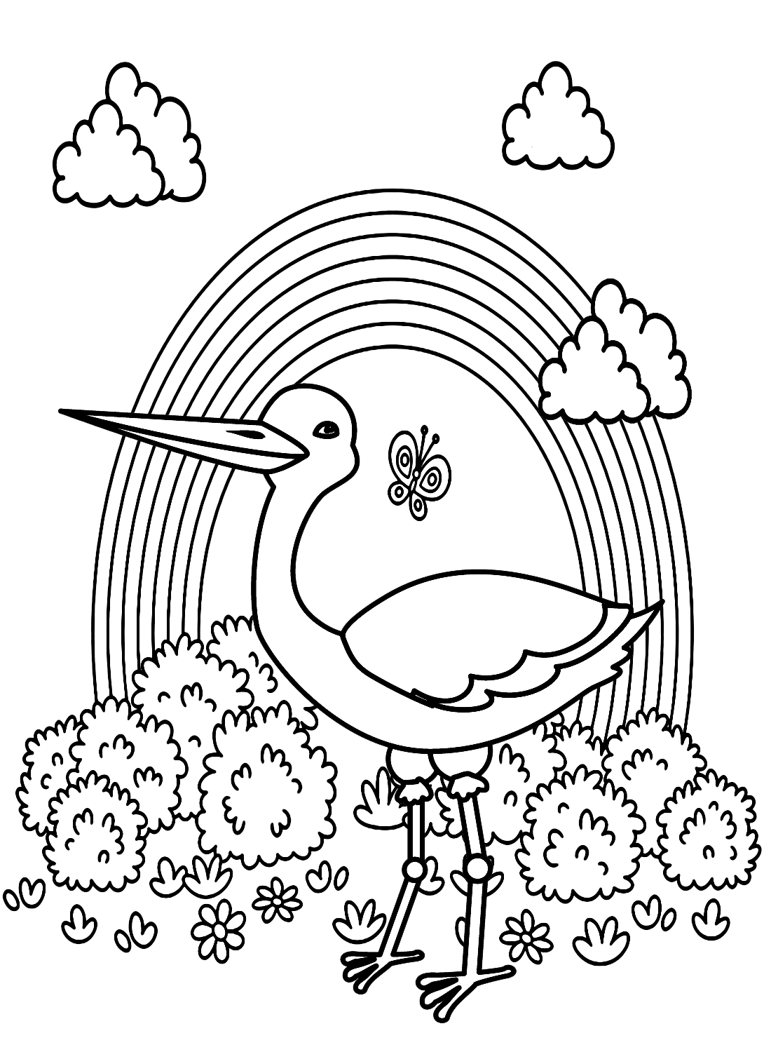 Cigogne avec arc-en-ciel de Stork