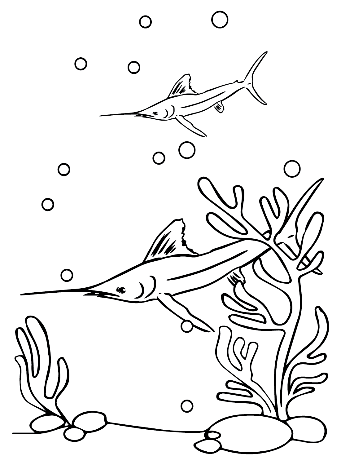 Folhas coloridas de peixe-espada da Swordfish