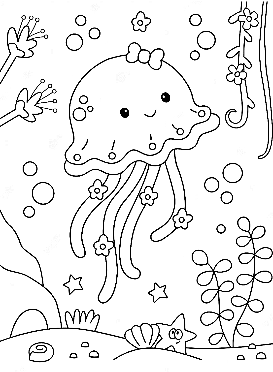 The Beautiful Jellyfish Coloring Page