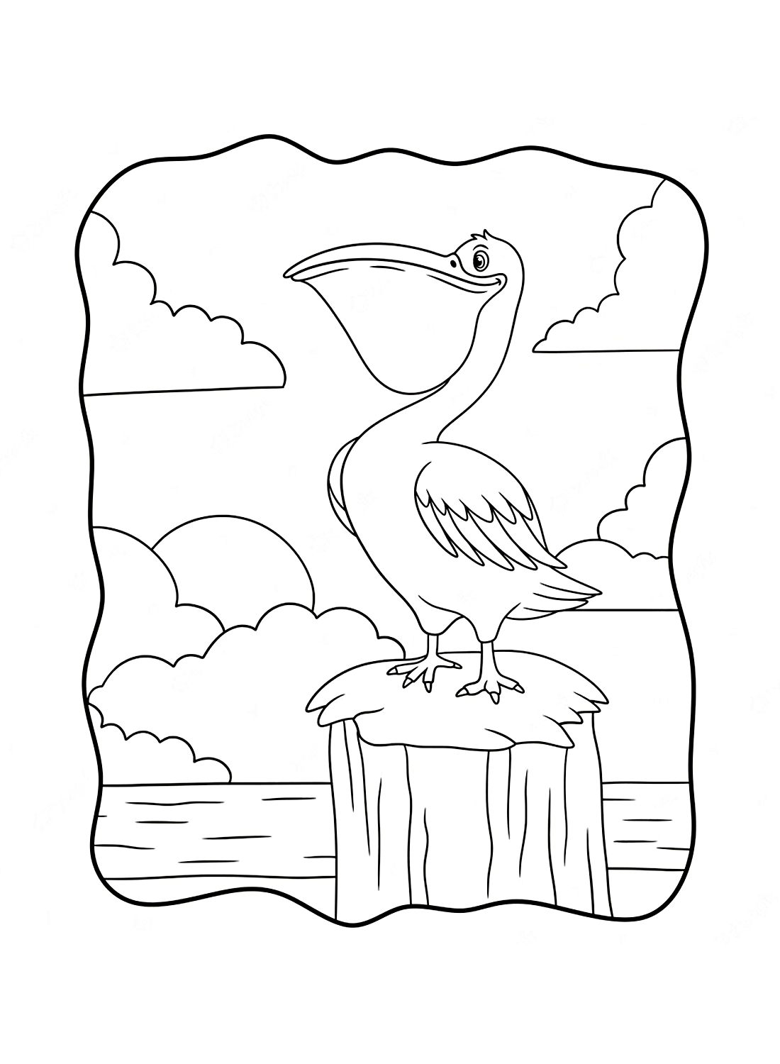 Le Pélican sur la plage de Pelican