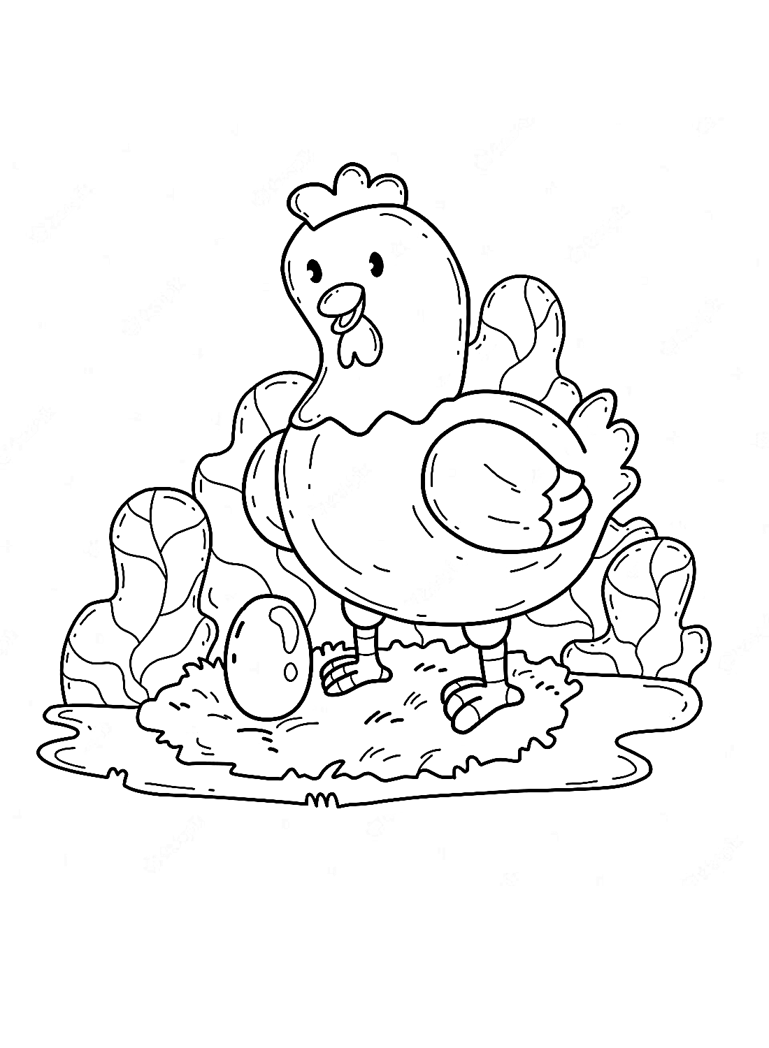 The hen and a egg Coloring Pages