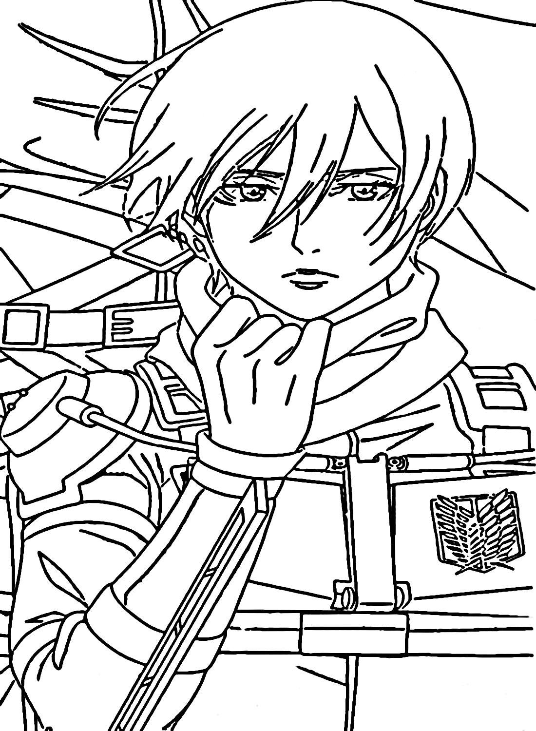 Warrior Mikasa from AOT Coloring Pages