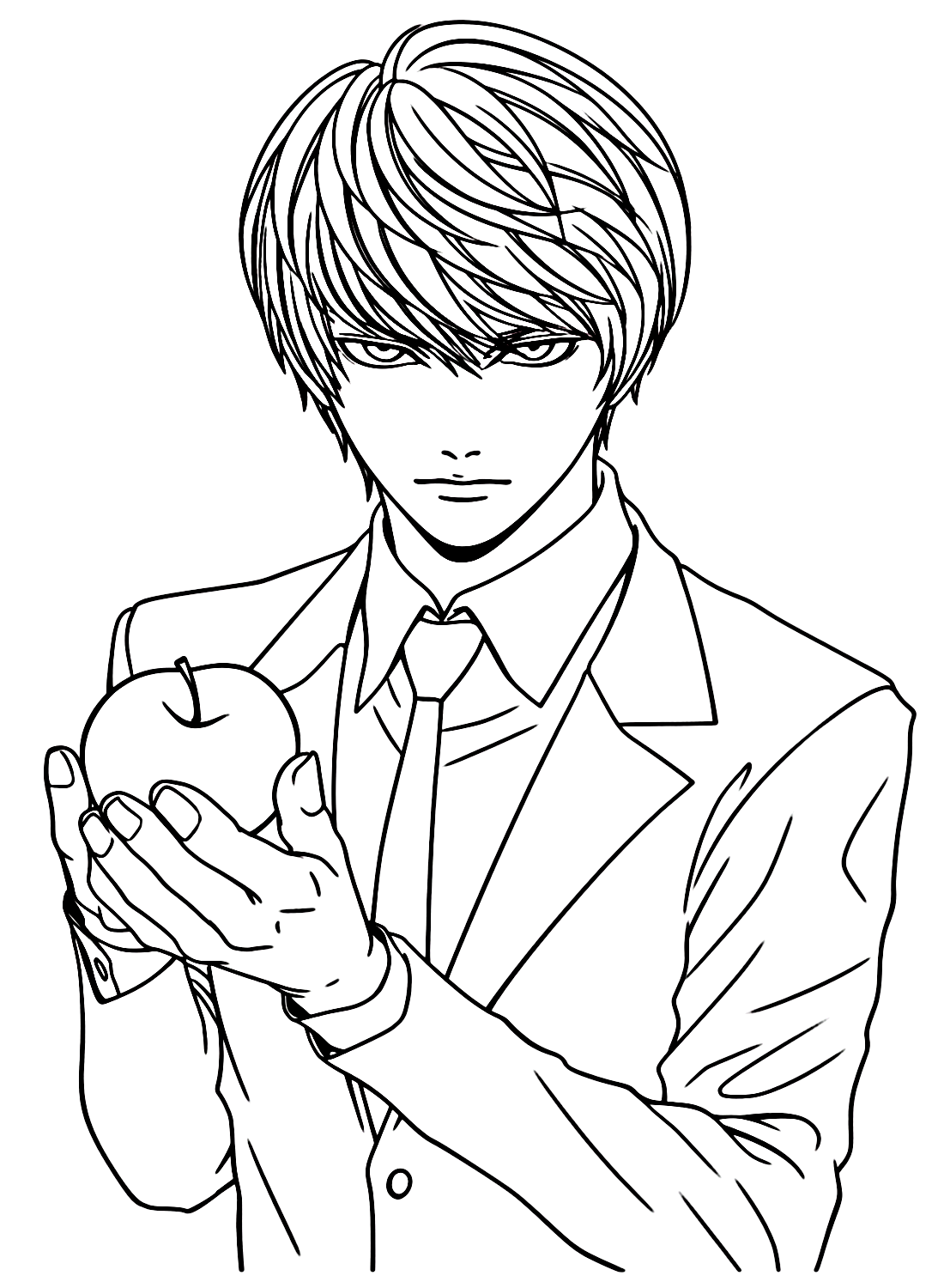 Yagami Light with an Apple Coloring Pages