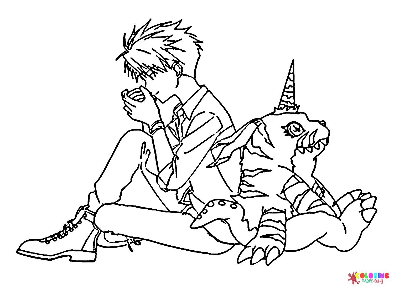 Yamato with Gabumon Coloring Page - Free Printable Coloring Pages