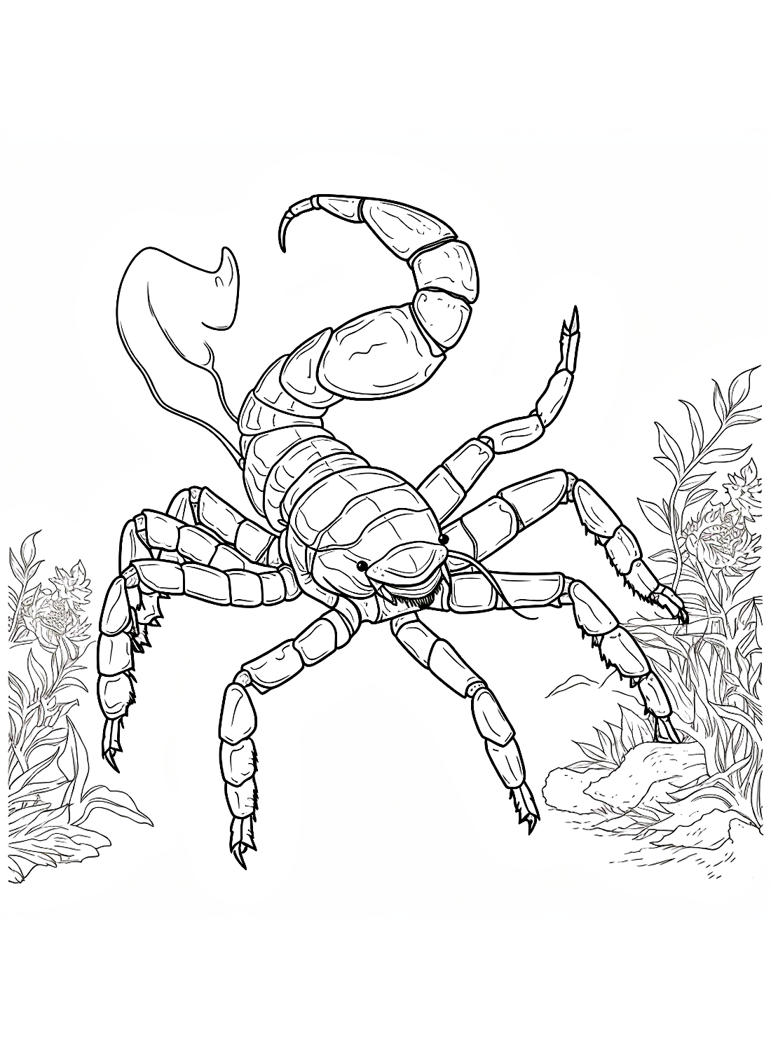 a Scorpion and the tree Coloring Page - Free Printable Coloring Pages