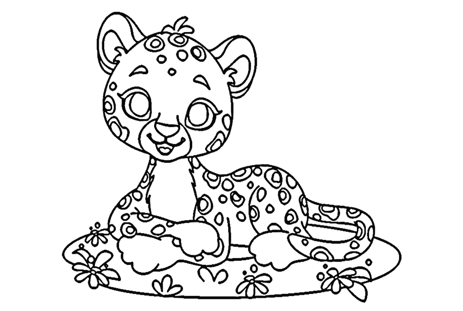 Baby Cute Cartoon Leopard Coloring Pages