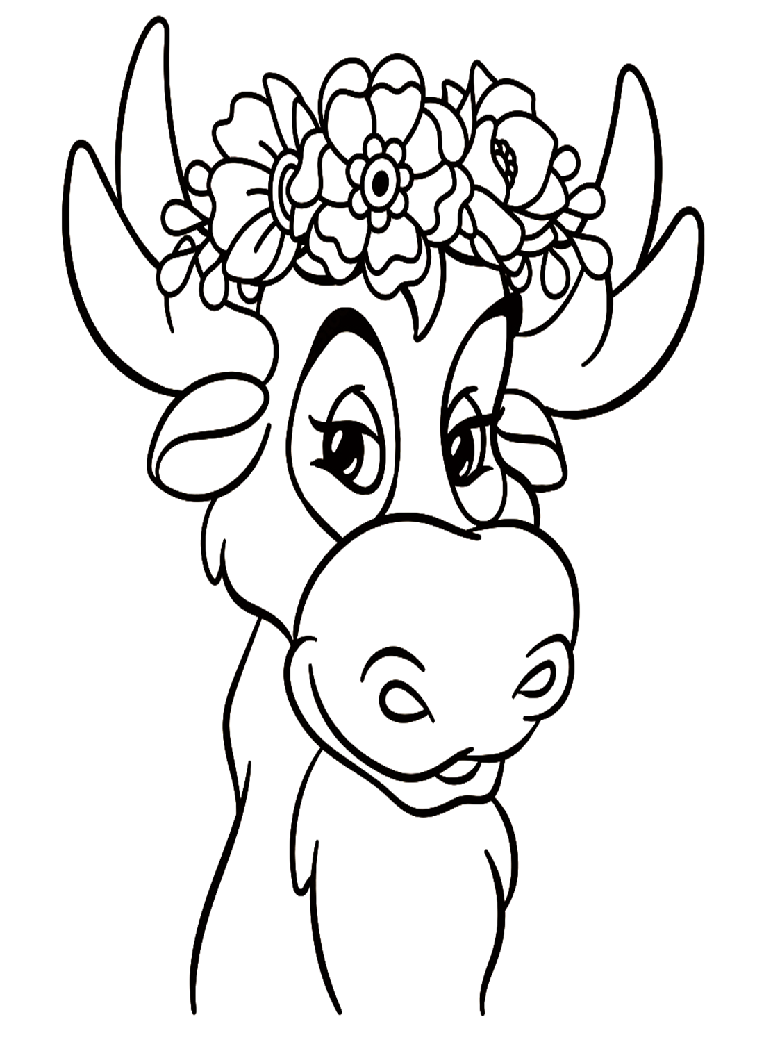 Cucciolo di alce che indossa una corona floreale di Elk