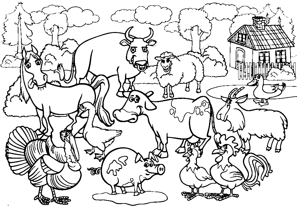 Stier en boerderijdieren van Bull