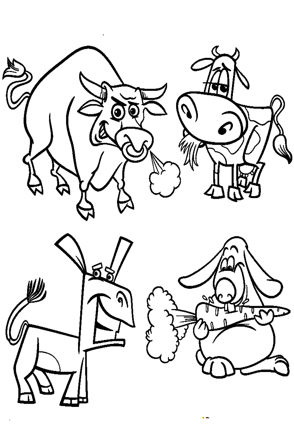 Stier en set tekenfilmdieren van Bull
