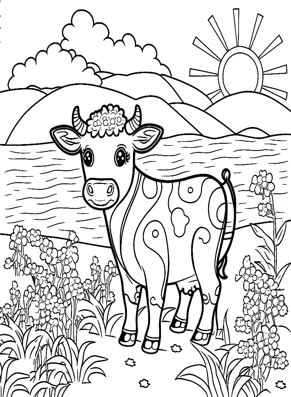 Vitello vicino al lago dal vitello