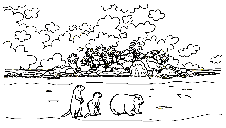 Capibara op een klein onbewoond eiland van Capibara