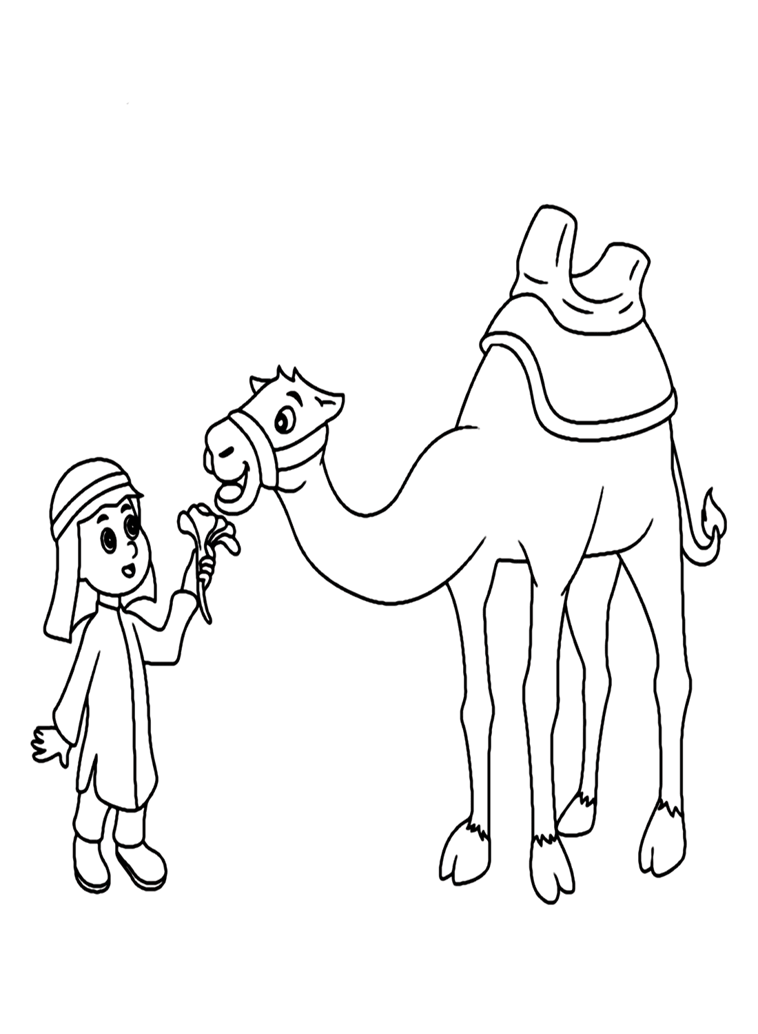 Camello de dibujos animados y niño de Camel